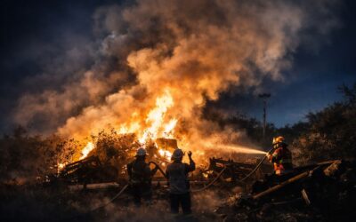 Incendio de pastizal y chatarra moviliza a cuerpos de emergencia en el Libramiento Portuario de Tuxpan