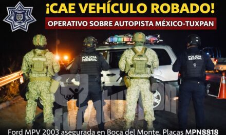 ¡CAE VEHÍCULO ROBADO EN LA AUTOPISTA MÉXICO–TUXPAN! OPERATIVO DA RESULTADOS