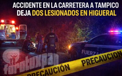 CHOQUE FRONTAL EN LA TUXPAN–TAMPICO DEJA MADRE E HIJO LESIONADOS; MOVILIZACIÓN DE EMERGENCIA EN HIGUERAL