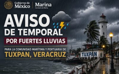Capitanía de Puerto emite alerta por temporal lluvioso para Tuxpan