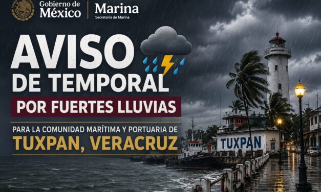 Capitanía de Puerto emite alerta por temporal lluvioso para Tuxpan
