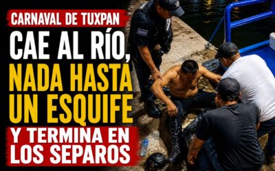 Cae al río en pleno Carnaval de Tuxpan… nada hasta un esquife y termina en los separos