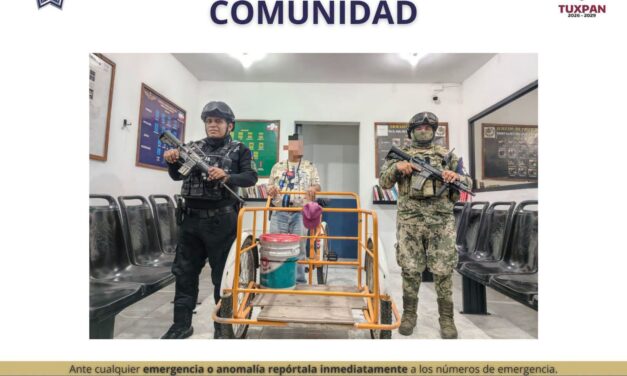 Policía Municipal recupera triciclo de carga y logra devolverlo a su dueño en Tuxpan