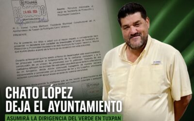 Chato López deja el Ayuntamiento; asumirá la dirigencia del Partido Verde en Tuxpan