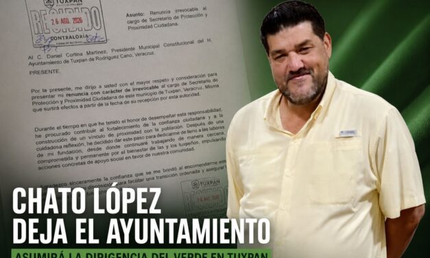 Chato López deja el Ayuntamiento; asumirá la dirigencia del Partido Verde en Tuxpan
