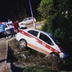 Taxi se sale del camino en la carretera Tuxpan-Tampico